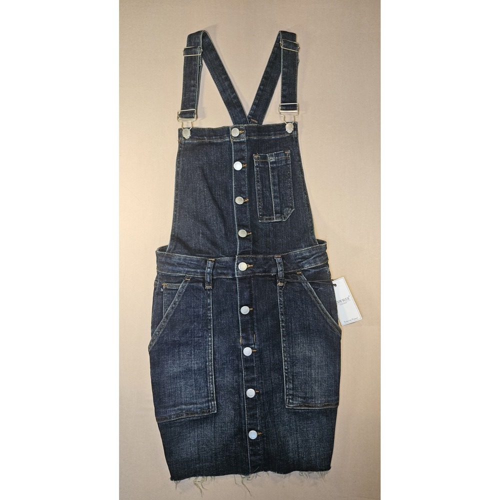 Judy Blue Overall Dress Small NWT Y2K Denim Mini Raw Hem Western Festival